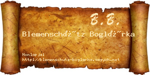 Blemenschütz Boglárka névjegykártya